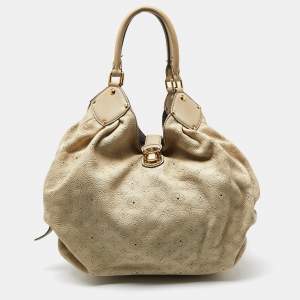 Pre Owned Louis Vuitton Beige Monogram Mahina Leather Surya XL Bag