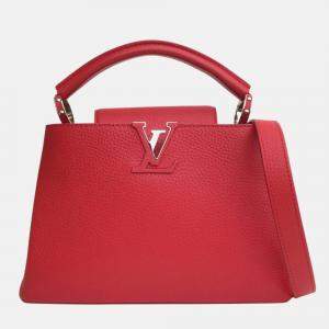 Louis Vuitton Red Leather Capucines BB Top Handle Bag