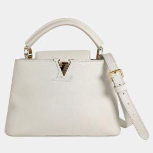 Louis Vuitton White Taurillon Leather Capucines BB Top Handle Bag