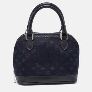 Pre Owned Louis Vuitton Black Monogram Satin and Leather Limited Edition Alma Mini Bag