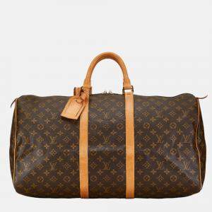 Louis Vuitton Brown Monogram Canvas Keepall 55 Bag