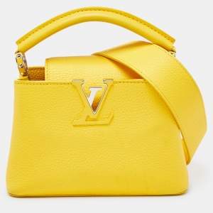 Pre Owned Louis Vuitton Citron Taurillon Leather Capucines Mini Bag