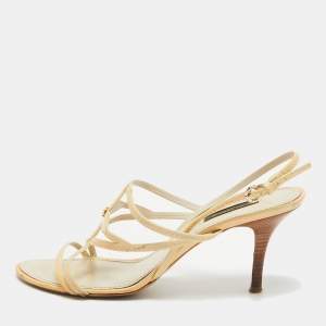 Louis Vuitton Cream Patent Slingback Sandals Size 39