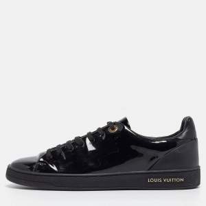 Louis Vuitton Black Patent Leather Frontrow Sneakers Size 37.5