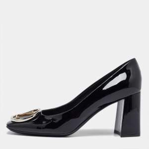 Pre Owned Louis Vuitton Black Patent Leather Madeleine Square Toe Pumps Size 39.5