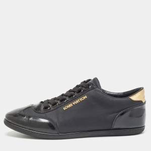 Louis Vuitton Black Nylon and Patent Leather Low Top Sneakers Size 38.5 