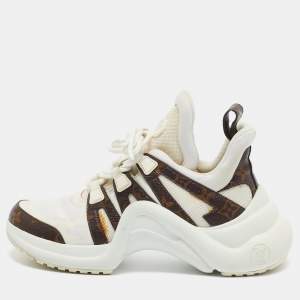 Louis Vuitton White/Brown Nylon and  Leather Archlight Sneakers Size 38.5