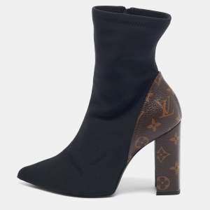 Louis Vuitton Black/Brown Monogram Canvas and Nylon Matchmake Boots Size 37