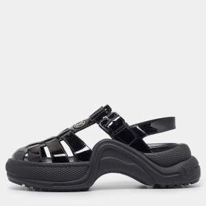 Louis Vuitton Black Patent Leather SS Open Toe Casual Sandals Size  38.5