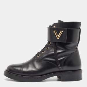 Louis Vuitton Black Leather Wonderland Ranger Boots Size 39