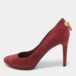 Louis Vuitton Red Suede Lock It Pumps Size 37