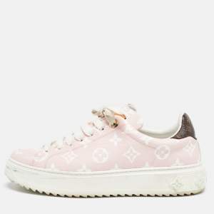 Louis Vuitton Pink Monogram Giant Canvas Time Out Sneakers Size 38.5