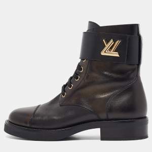 Louis Vuitton Two Tone Leather Wonderland Flat Ranger Boots Size 37