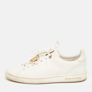 Louis Vuitton White Leather V Logo Lace Up Sneakers Size 36