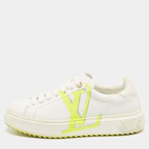 Louis Vuitton White Leather Time Out Low Top Sneakers Size 38.5