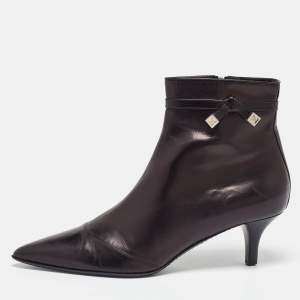 Pre Owned Louis Vuitton Black Leather Ankle Boots Size 40