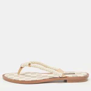 Louis Vuitton Off White Rope Thong Flats Size 38.5