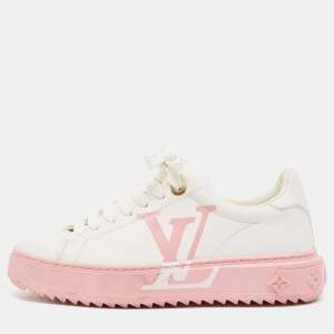 Louis Vuitton White Leather Time Out Lace Up Sneakers Size 36