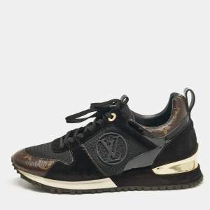 Louis Vuitton Black/Brown Monogram Coated Canvas and Mesh Run Away Low Top Sneakers Size 38