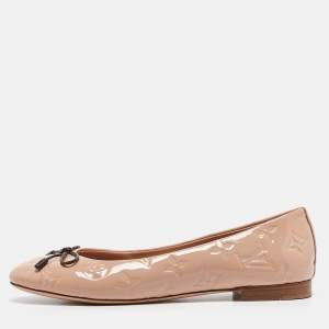 Louis Vuitton Pink Monogram Embossed Patent Leather Nina Ballet Flats Size 37