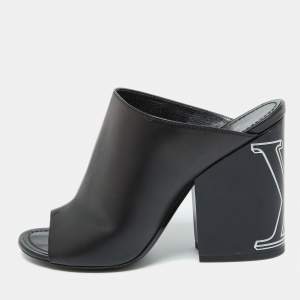 Louis Vuitton Black Leather Mules Size 38.5