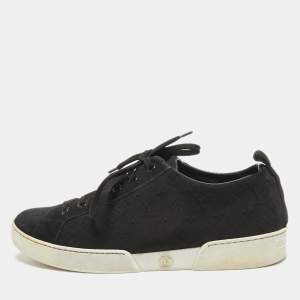 Louis Vuitton Black Monogram Suede Low Top Sneakers Size 39