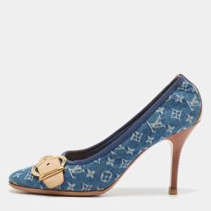 Louis Vuitton Blue Denim and Leather Pumps Size 37.5