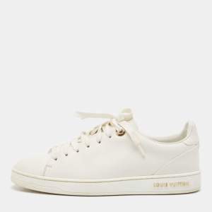 Louis Vuitton White Leather Frontrow Lace Up Sneakers Size 36