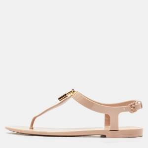 Louis Vuitton Pink Rubber Bikini Flat Sandals Size 38