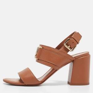 Louis Vuitton Brown Leather Horizon Slingback Sandals Size 38.5