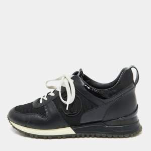 Louis Vuitton Black Leather and Mesh Run Away Sneakers Size 38.5