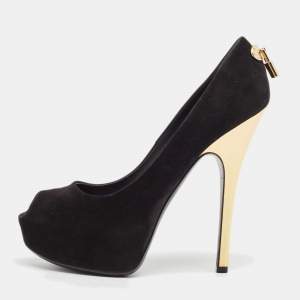 Louis Vuitton Black Suede Oh Really! Peep Toe Pumps Size 38