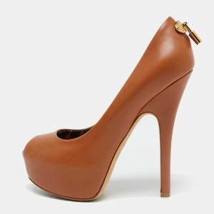 Louis Vuitton Tan Leather Oh Really! Peep Toe Platform Pumps Size 36