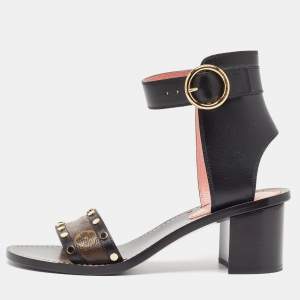 Louis Vuitton Black Canvas and Leather Passenger Ankle Strap Sandals 41
