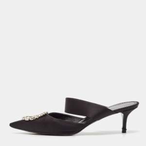 Louis Vuitton Black Satin Madeleine Mules Size 41