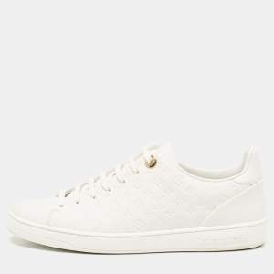 Louis Vuitton White Monogram Debossed Leather Frontrow Sneakers Size 37.5