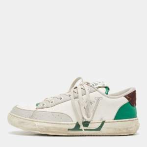 Louis Vuitton White/Green Leather Charlie Sneakers Size 38