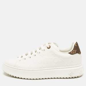 Louis Vuitton White Leather Time Out Lace Up Sneakers Size 39