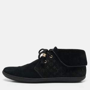 Louis Vuitton Black Monogram Suede Dragonfly Sneakers Size 38.5