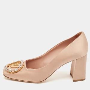 Louis Vuitton Beige Madeleine Block Heel Pumps Size 37.5