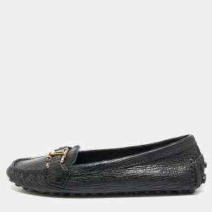 Louis Vuitton Black Leather Oxford Slip On Loafers Size 36