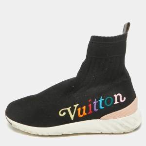 Louis Vuitton Black Knit Fabric Aftergame High Slip On Sneakers Size 40