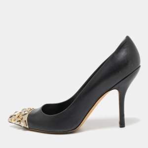 Louis Vuitton Black Leather Embellished Bernice Pumps Size 38