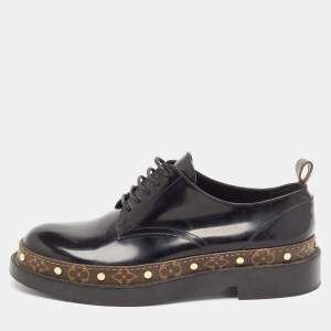 Louis Vuitton Black/Brown Monogram Canvas And Patent Leather Derby Size 39.5
