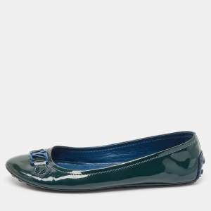 Louis Vuitton Green Patent Leather Oxford Ballet Flats Size 39.5