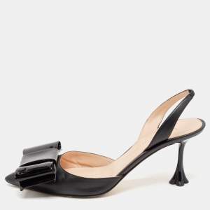 Louis Vuitton Black Leather Blossom Slingback Pumps Size 37.5