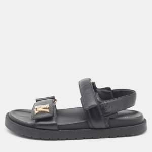 Louis Vuitton Black Leather Sunset Slingback Sandals Size 39
