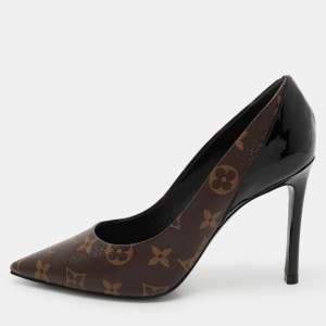 Louis Vuitton Monogram Canvas And Patent Leather Cherie Pumps Size 36.5