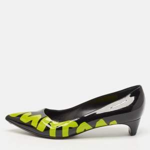 Pre Owned Louis Vuitton Black/Green Graffiti Patent Leather Stephen Sprouse Pumps Size 35.5