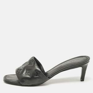 Louis Vuitton Black Leather Revival Slide Sandals Size 37